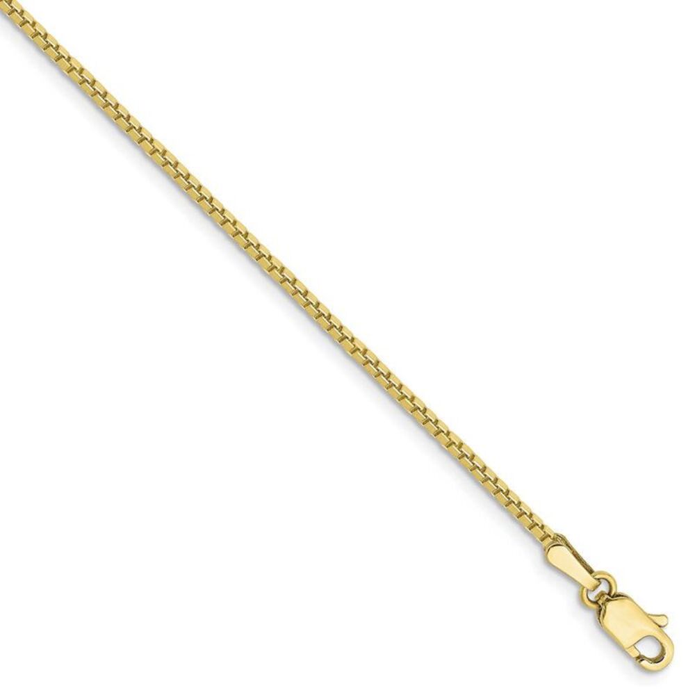 1.25mm, 10k Yellow Gold, Box Chain Anklet, 9 Inch